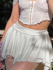 Voguable Asymmetrical A-line Pleated Mini Skirt Low Waist Fairycore Sweet Short Skirts Aesthetic Cute Coquette Outfit Y2K Women voguable