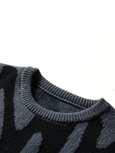 New Popular Autumn Winter Irregular Jacquard Pattern Pullover Sweater Casual Round Neck Contrast Color Knitted Men's Pullover voguable