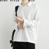 Voguable Loose Ice Silk Drooping Shirt Men's Long-sleeved Autumn Trendy Handsome Jacket Casual voguable