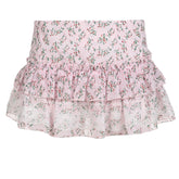 Voguable Kawaii Floral Print Lace Stitching A-line Skirt Pink Low Waist Chiffon Skirts Y2K Coquette Lolita Skirts Soft Girls voguable