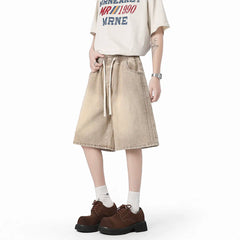 Denim Shorts mens Washed Vintage Elastic Waistband Drawstring Solid Summer Hot Selling Casual Wholesale Fashion Trendy Classic voguable