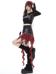 Voguable 2024 New Women Patchwork Skirt Vintage Y2k Skirt Harajuku Korean Style Streetwear Elegant Fashion Lattice A-line Mini Skirt voguable