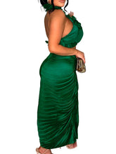 Voguable Sexy Y2K Ruffles Two Piece Women Dress Sets Summer Strapless Cropped Top and Side Split Ruched Long Skirts Matching Outfits voguable