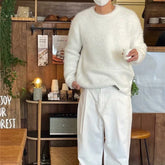 Voguable Mohair Sweaters Men Korean Thicken Warm Knitting Autumn Winter Loose Casual Long Sleeve Pullovers Fleece Streetwear voguable