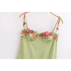 YENKYE New Fashion Women Floral Embroidery Sling Mini Sexy Dresses Summer Party Robe voguable