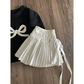 Y2K Lace Up Mini Skirts Women Korean Fashion High Waist Preppy Lace Patchwork Pleated Skirt Sweet Lolita A Line Faldas Mujer voguable