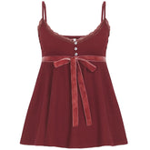 Cute Coquette Bandage Bow Tees Women Summer Casual Fashion Loose A-line Camis Vintage y2k Crop Top Retro Aesthetic Vest voguable