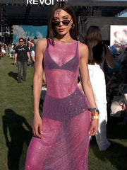 Hottie Coquette Dress Women Y2K Bright Silk Music Festivals Hipster Midnight Sleeveless Hollow Sexy Clubwear Vestidos voguable