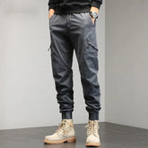 Spring Autumn Fashion Cotton Solid Men's Clothing Contrast Color Loose Pockets Thin Style Bound Feet Drawstring Chic Cargo Pants voguable