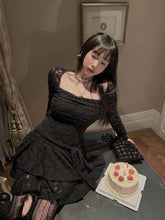 Gothic Black Lace Dress Women Y2K Fall Vintage Elegant Square Collar Purple Mini Dress Streetwear Sexy Slim Party Vestidos New voguable