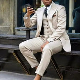 Voguable New Fashion 3 Piece Men Suits Peak Lapel Slim Fit Costume Homme Groom Tuxedo Wedding Prom Suit Terno Masculino Blazer+Vest+Pants voguable