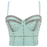 Voguable Punk Corset Rhinestone Diamond Tank Top Women Bra Stage Party Camis Sequin Shirt Woman Clothes y2k Blusa Crop Tops Ladies Shaper voguable