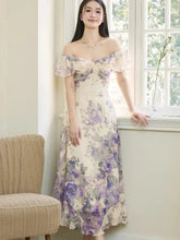 Summer 2025 New Vingeta Printing Dress For Woman Slash-Neck Ruffles Slim Waist Long Dresses Sexy Fashion Holiday Casual Vestidos voguable