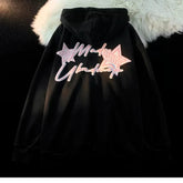 Letter Print Sweatshirts Gothic Streetwear Vintage Loose Patchwork Tops Coats Zip Up Hoodies Women Harajuku Hip Hop Top voguable