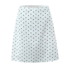 Women Vintage Black White Polka Dot A-line Knee Length Skirt Sexy Low Waist Holiday Summer Skirts