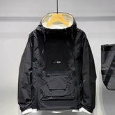 New Luxury Spring Autumn Men's Jacket Fashion Double Zip Hooded Outdoor Jacket Black Coat Pocket Sportswear voguable