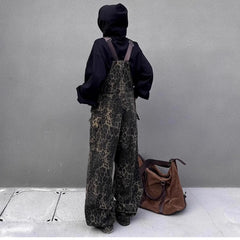 Women Leopard Jumpsuits Y2k Clothes Streetwear Wide Leg Baggy Jumpsuits Multi-Pocket Loose Cargo Overalls Rompers voguable