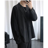 Male Elegant Casual Blazer Jacket Spring Autumn Versatile Loose Black Casual Jacket American 2025 New High Street Men's Suit voguable