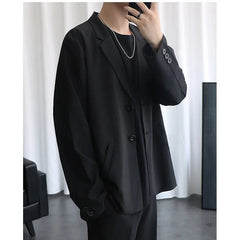 Male Elegant Casual Blazer Jacket Spring Autumn Versatile Loose Black Casual Jacket American 2025 New High Street Men's Suit voguable