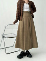 Women's A-line Black Pleated Skirt Vintage 90s Aesthetic Y2k Grey Long Skirt Harajuku Korean Skirts 2000s Clothes 2024 voguable