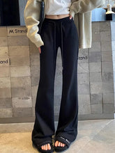 Streetwear Slim Flare Pant Women Sexy Low Waist Fall Vintage Wide Leg Trousers Casual American Lace Up Female Retro Black Pants voguable