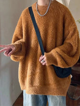 Voguable Mohair Sweaters Men Korean Thicken Warm Knitting Autumn Winter Loose Casual Long Sleeve Pullovers Fleece Streetwear voguable