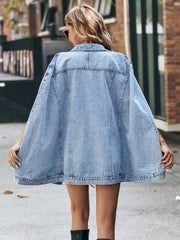 Women's Denim Coat Sleeveless Hollow Out Single Breasted Patchwork Solid Color Jackets Autumn New Fashion voguable