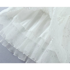 French Style Sexy Backless Halter Dress For Women Hollow Out Embroidery White Party Mini Dresses Chic Lady Summer Robe