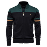 100% Cotton Mens Zipper Cardigan Sleeve Striped Autumn Winter Casual Patchwork Fashion Youth Knitted Sweaters For Men voguable