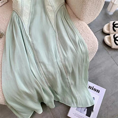 Voguable Mint Green Sexy Spaghetti Straps Tube Dresses Women 2023 Sweet Bodycon Midi Mesh Dress Elegant Club Party Evening Cami Dresses voguable