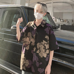 Summer Short Sleeved Shirt Men Retro Printed Shirt Mens Streetwear Loose Flower Shirts Mens Hawaiian Shirt Man Large Size 5XL voguable