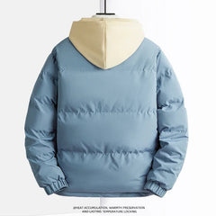 Cotton Padded Down Jacket Warm Thick Men Parka Winter Casual Mens Outwear Parkas New Solid Color Hooded Collar Male Windbreak voguable