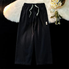 Voguable Men's Cropped Trousers Elastic Waist with Contrast Drawstring Relaxed Fit voguable