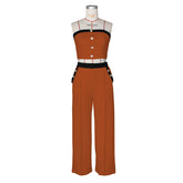 Voguable Buttons Elegant Fashion Womens Two Piece Pant Sets Summer Outfits Female Sexy Tube Top and Wide Leg Trousers with Pockets voguable