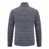 New Winter Thick Warm Cardgian Men Smart Casual Knitted Sweatercoat Jackets Mens Slim Solid Color Stand Collar Knitting Cardigan voguable