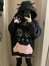 Voguable Japanese Cartoon Print Hoodies Subculture Sweet Cute Cat Ears Woemn Hooded Sweatshirts Fall Winter Harajuku Kawaii Loose Tops voguable
