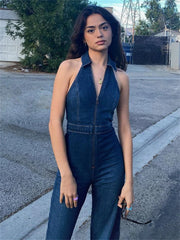 Y2k Denim Jumpsuit Women New V-Neck Sleeveless Slim Bodycon Jumpsuits Overalls Streetwear One Piece Outfits Jeans voguable