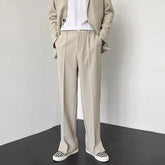 Grey Khaki Black Suit Pants Men Fashion Society Mens Dress Pants Korean Loose Straight Wide Leg Pants Mens Formal Trousers voguable