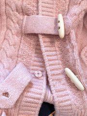 Preppy Style Sweet Pink Cardigan Sweaters Women Loose Long Sleeve Hooded Knitted Jacket Fall Winter Vintage Korean Cute Tops New voguable