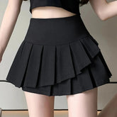 Irregular Pleated Skirt Women Y2K High Waist Preppy Mini Skirts Female Korean Chic Patchwork Jk Skirts with Shorts New voguable
