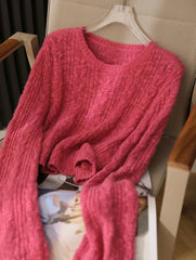 Cable Knit Crop Sweater for Women Long Sleeve Crew Neck Pullover Boxy-fit Plain Jumper Teen-girl Fall Winter Y2K Outfit voguable