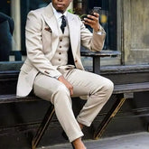 Voguable New Fashion 3 Piece Men Suits Peak Lapel Slim Fit Costume Homme Groom Tuxedo Wedding Prom Suit Terno Masculino Blazer+Vest+Pants voguable