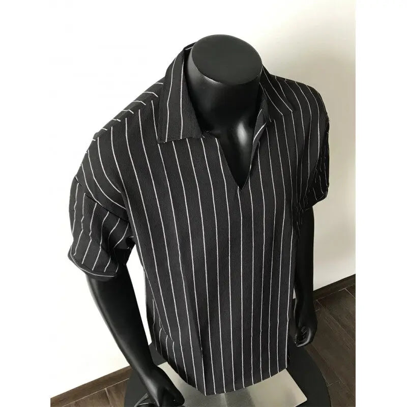 Men Slim Fit Striped Polo Collar T-Shirt Summer Casual Breathable Cotton Comfortable Fashion Tee Shirt Top Striped Mens Clothing voguable