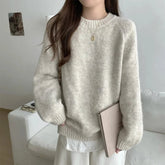 Casual Autumn Winter New Women Sweater Korean Fashion Lazy Wind Solid O-Neck Loose Long Sleeve Pullovers Knitted Tops voguable