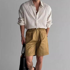 Voguable Vintage Men Striped Printed Shirt Long Sleeve Turn-down Collar Buttoned Shirts Autumn New Casual Slim Fit Men Cardigan Shirts voguable