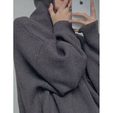 Solid Color High Collar Double Zipper Sweaters Cardigan Jacket Men and Women Autumn New Loose Couple Oversized Knitted Sweater voguable