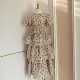 Fashion printing folds 2 piece set Women's puff sleeve tops High waist skirt suit 2025 summer new tide voguable