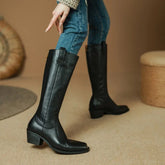 New Fashion Women High Heels Genuine Leather Boots Autumn Winter Long Warm Knight Boots Female Shoes Woman Knee High Boots voguable