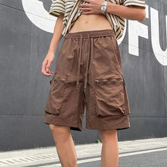 Summer Thin Shorts Men Fashion Retro Pocket Shorts Men Japanese Streetwear Hip-hop Loose Cargo Shorts Mens Beach Shorts M-4XL voguable