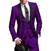 Voguable Elegant Formal 3-Piece Slim Fit Men's Luxury Suit Set with Blazer Vest And Pant Tuxedo for Business Costume Wedding voguable